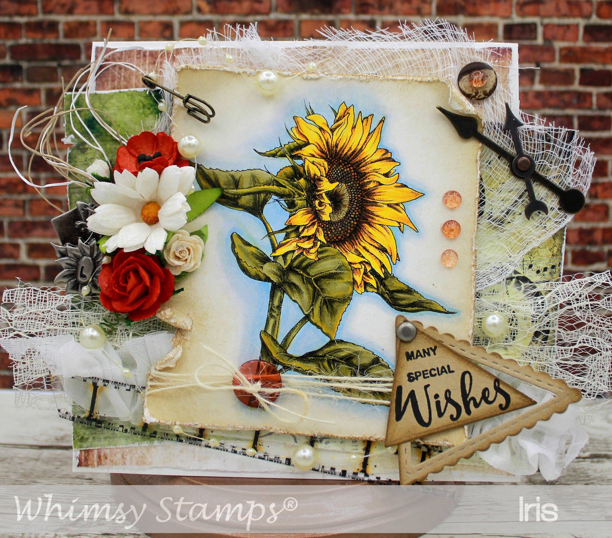 Sunflower Rubber Cling Stamp - Whimsy Stamps
