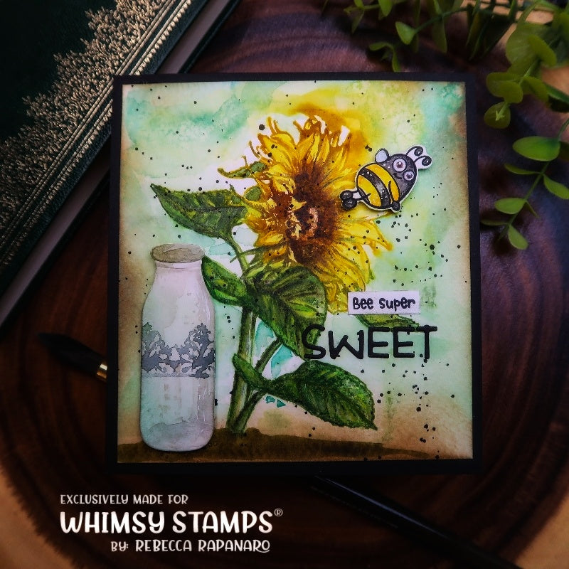 Sunflower Rubber Cling Stamp - Whimsy Stamps
