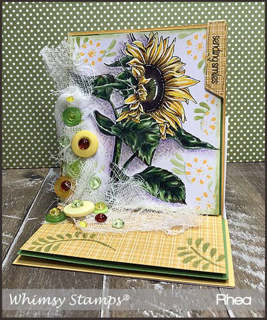 Sunflower Rubber Cling Stamp - Whimsy Stamps