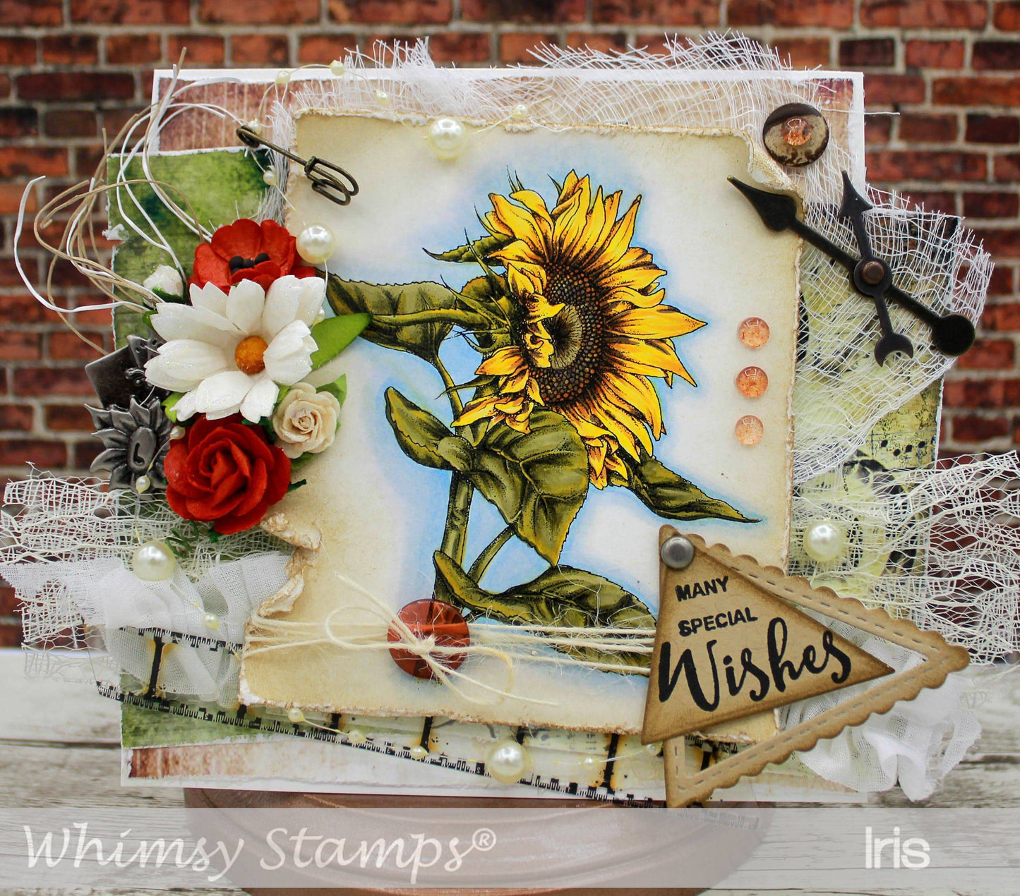 Sunflower Rubber Cling Stamp - Whimsy Stamps