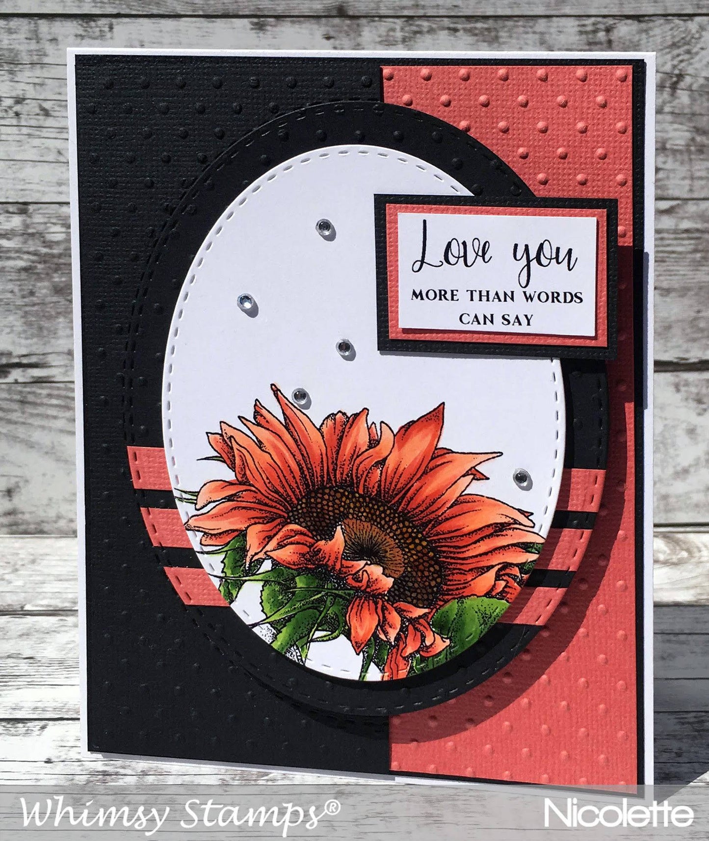 Sunflower Rubber Cling Stamp - Whimsy Stamps
